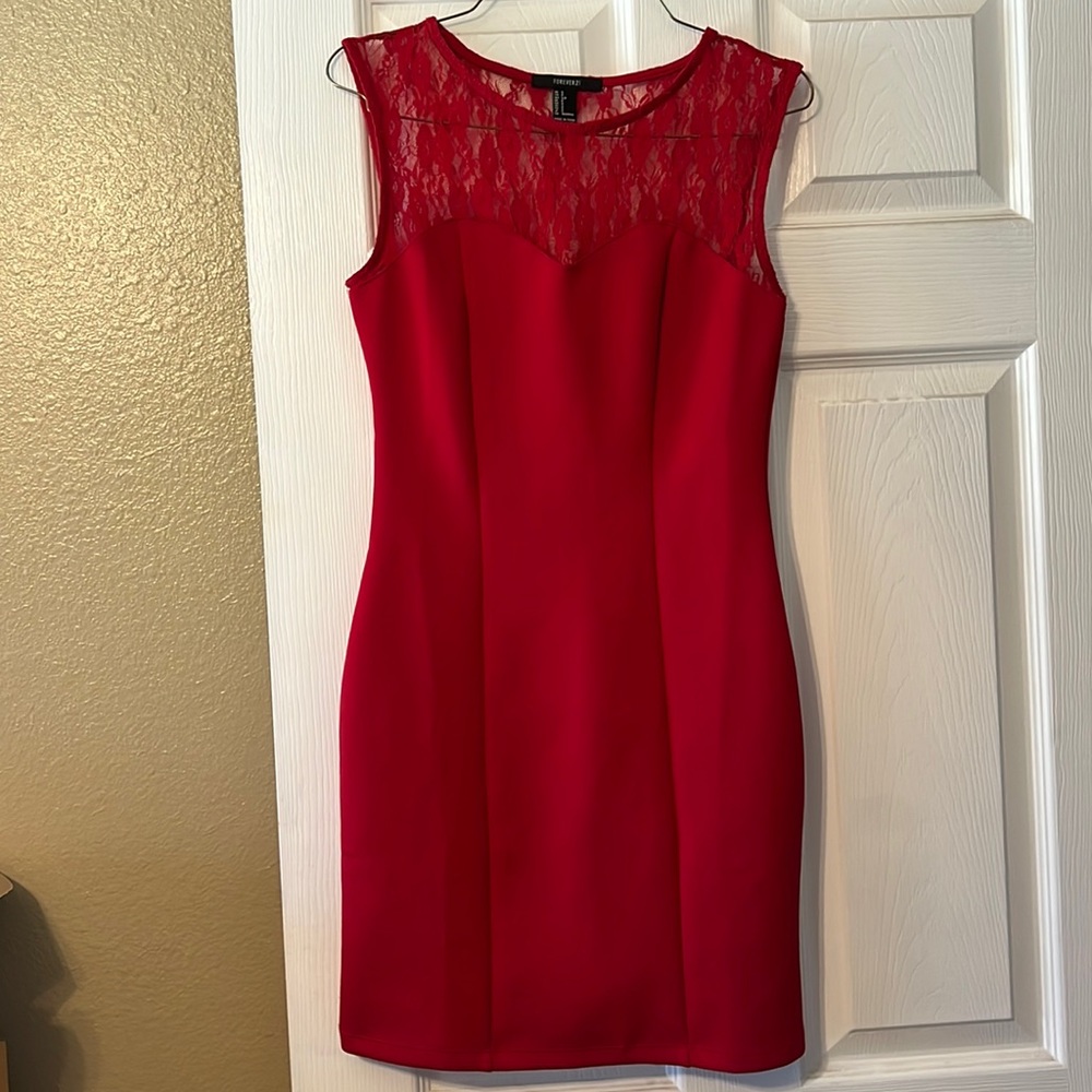 Red Short Lace Dress